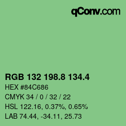 カラーコード: RGB 132 198.8 134.4 | qconv.com