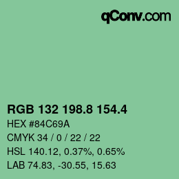 カラーコード: RGB 132 198.8 154.4 | qconv.com