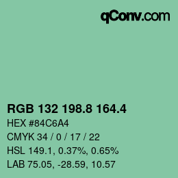 カラーコード: RGB 132 198.8 164.4 | qconv.com