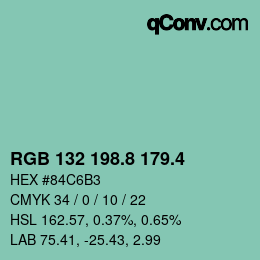 カラーコード: RGB 132 198.8 179.4 | qconv.com