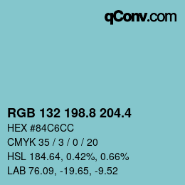カラーコード: RGB 132 198.8 204.4 | qconv.com