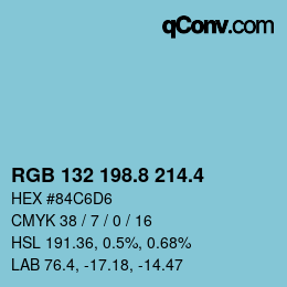 カラーコード: RGB 132 198.8 214.4 | qconv.com