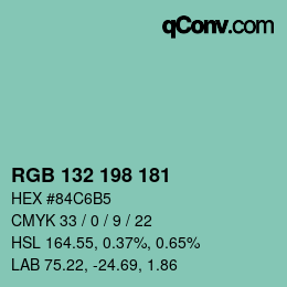 Farbcode: RGB 132 198 181 | qconv.com