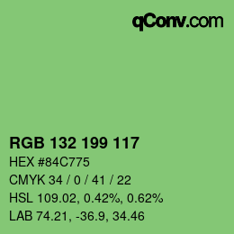 Color code: RGB 132 199 117 | qconv.com