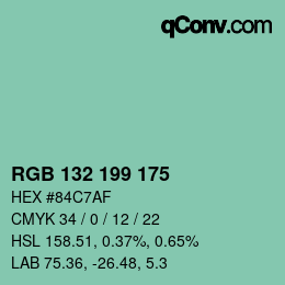 Color code: RGB 132 199 175 | qconv.com