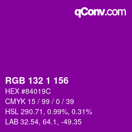 Color code: RGB 132 1 156 | qconv.com