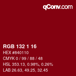 颜色代码: RGB 132 1 16 | qconv.com
