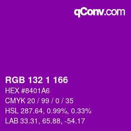 カラーコード: RGB 132 1 166 | qconv.com