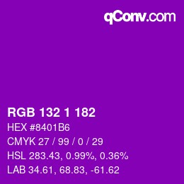 Color code: RGB 132 1 182 | qconv.com