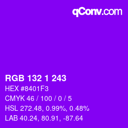 Color code: RGB 132 1 243 | qconv.com