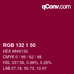 颜色代码: RGB 132 1 50 | qconv.com