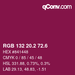 カラーコード: RGB 132 20.2 72.6 | qconv.com