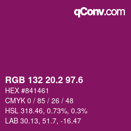 カラーコード: RGB 132 20.2 97.6 | qconv.com