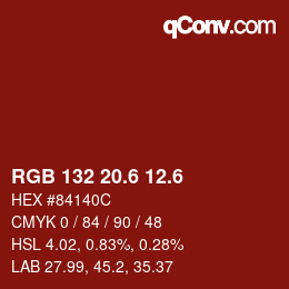 カラーコード: RGB 132 20.6 12.6 | qconv.com
