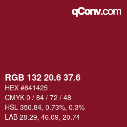 カラーコード: RGB 132 20.6 37.6 | qconv.com