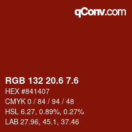 カラーコード: RGB 132 20.6 7.6 | qconv.com