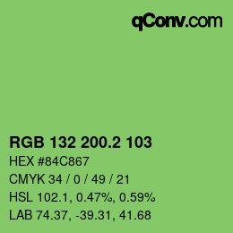 カラーコード: RGB 132 200.2 103 | qconv.com
