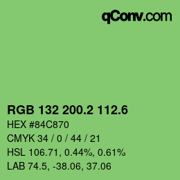 カラーコード: RGB 132 200.2 112.6 | qconv.com