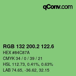 カラーコード: RGB 132 200.2 122.6 | qconv.com