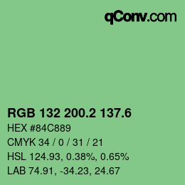 カラーコード: RGB 132 200.2 137.6 | qconv.com