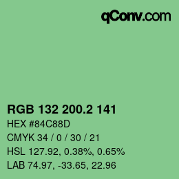 カラーコード: RGB 132 200.2 141 | qconv.com