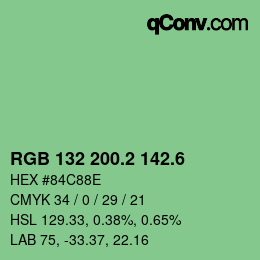 カラーコード: RGB 132 200.2 142.6 | qconv.com