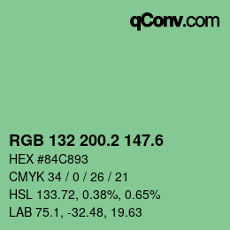 カラーコード: RGB 132 200.2 147.6 | qconv.com