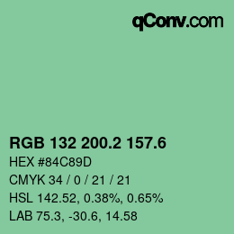 カラーコード: RGB 132 200.2 157.6 | qconv.com