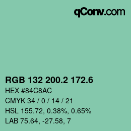カラーコード: RGB 132 200.2 172.6 | qconv.com