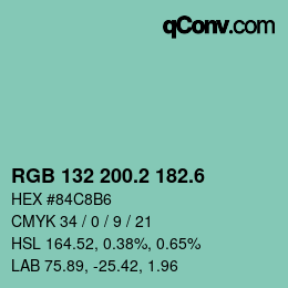 カラーコード: RGB 132 200.2 182.6 | qconv.com