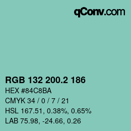 カラーコード: RGB 132 200.2 186 | qconv.com