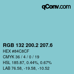 カラーコード: RGB 132 200.2 207.6 | qconv.com