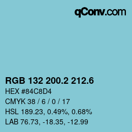 カラーコード: RGB 132 200.2 212.6 | qconv.com