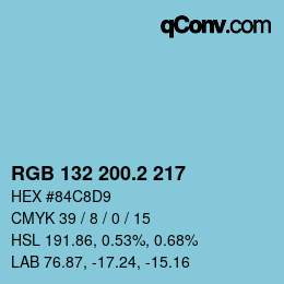 カラーコード: RGB 132 200.2 217 | qconv.com