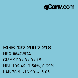 カラーコード: RGB 132 200.2 218 | qconv.com