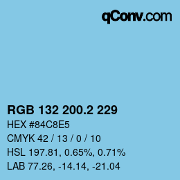 カラーコード: RGB 132 200.2 229 | qconv.com