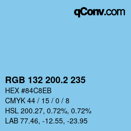 カラーコード: RGB 132 200.2 235 | qconv.com