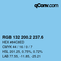 カラーコード: RGB 132 200.2 237.6 | qconv.com