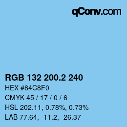 カラーコード: RGB 132 200.2 240 | qconv.com