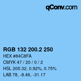 カラーコード: RGB 132 200.2 250 | qconv.com