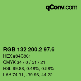 カラーコード: RGB 132 200.2 97.6 | qconv.com