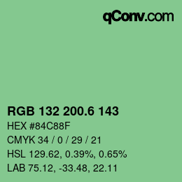 カラーコード: RGB 132 200.6 143 | qconv.com