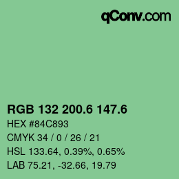 カラーコード: RGB 132 200.6 147.6 | qconv.com