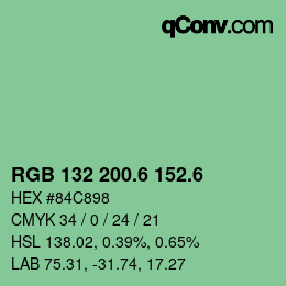 カラーコード: RGB 132 200.6 152.6 | qconv.com
