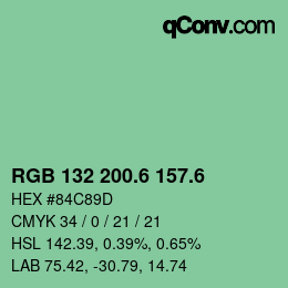 カラーコード: RGB 132 200.6 157.6 | qconv.com