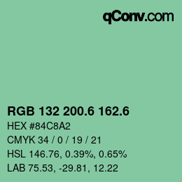カラーコード: RGB 132 200.6 162.6 | qconv.com