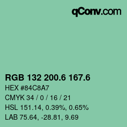 カラーコード: RGB 132 200.6 167.6 | qconv.com