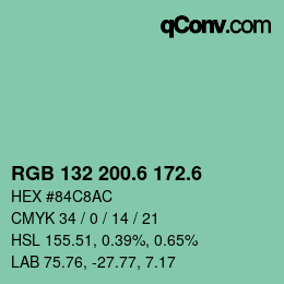 カラーコード: RGB 132 200.6 172.6 | qconv.com