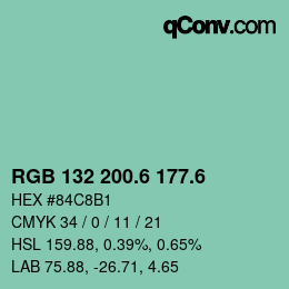 カラーコード: RGB 132 200.6 177.6 | qconv.com