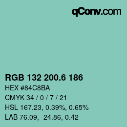 カラーコード: RGB 132 200.6 186 | qconv.com